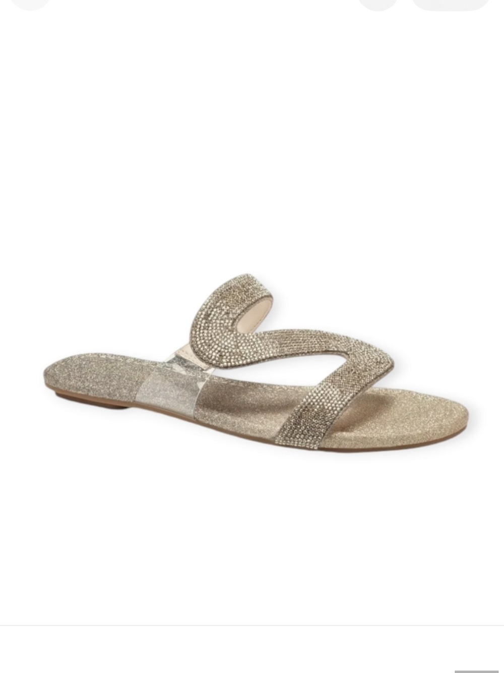 Thalia Sodi Metallic Gold Crystal-Embellished Bianca Slide Sandal